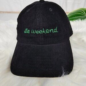 Clare V. "Le Weekend" Embroidered Black Corduroy Baseball Cap Adjustable Hat